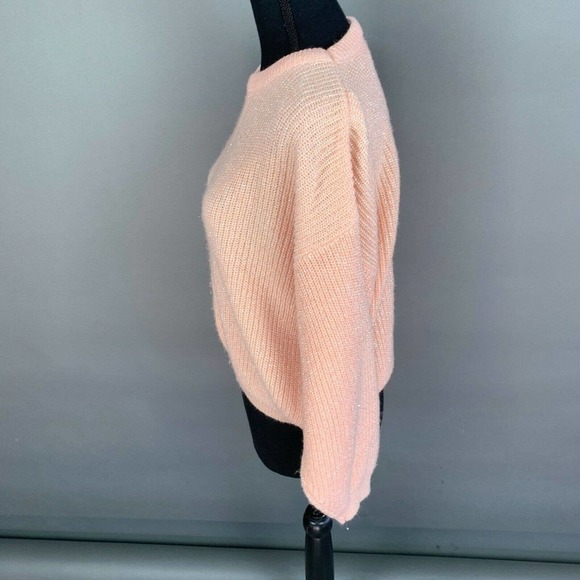 Vintage Spring Seasons Peach Pink Silver Metallic Long Sleeve Sweater Size Small - Picture 4 of 6